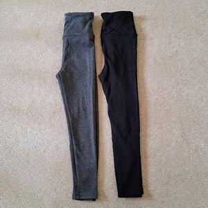 Tuff Athletics Leggings Set Of 2 Fleece Lined Pants Size Small (6) Grey Black